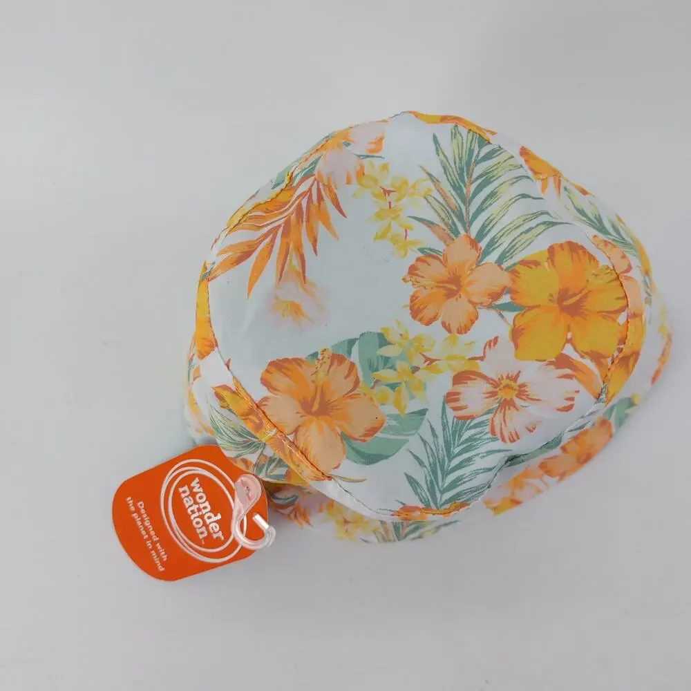 Wonder Nation Reversible Sunhat UPF 50+ Hibiscus Flower Tropical One Size